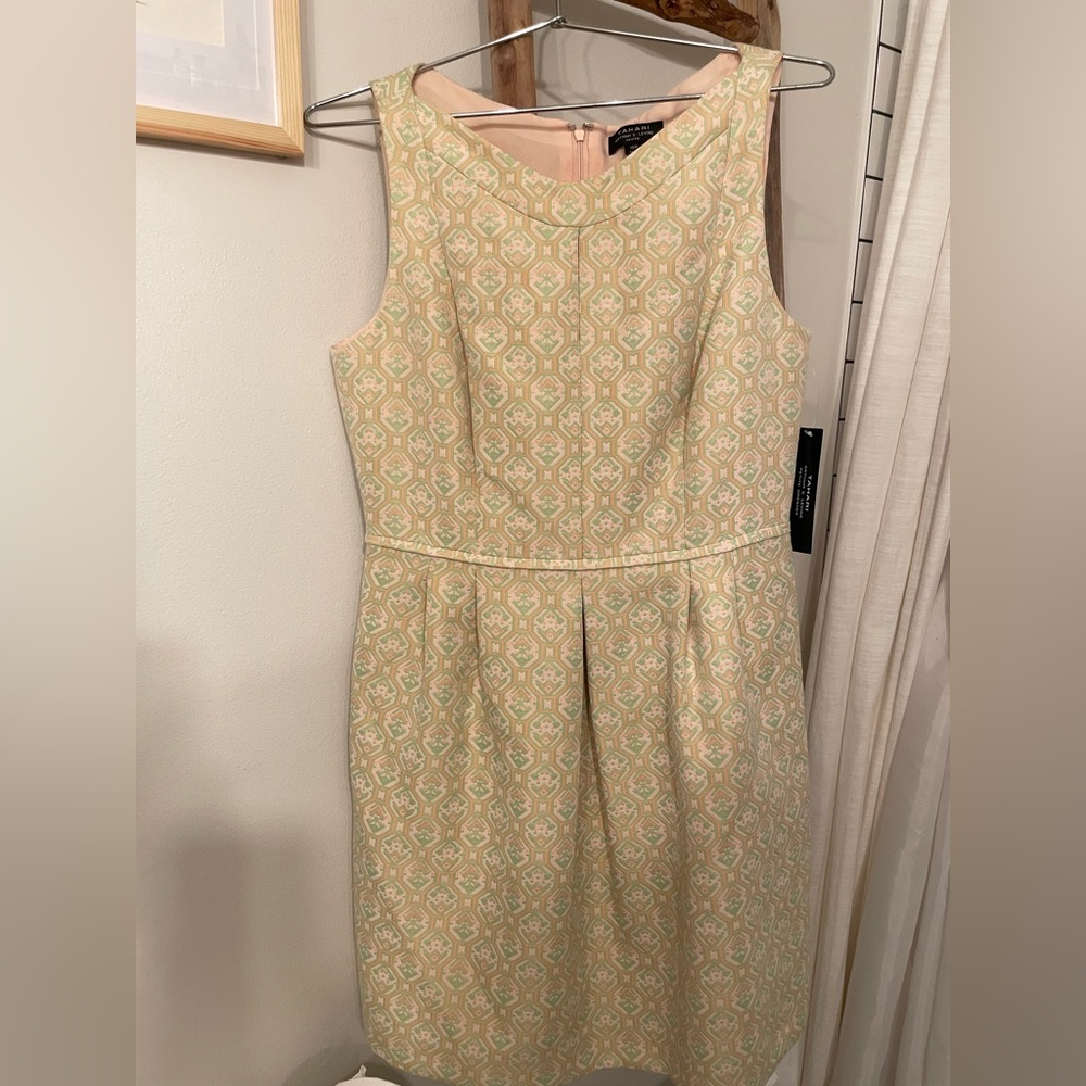 NWT Tahiti Cream and Green Geometric Mini Dress - 10P